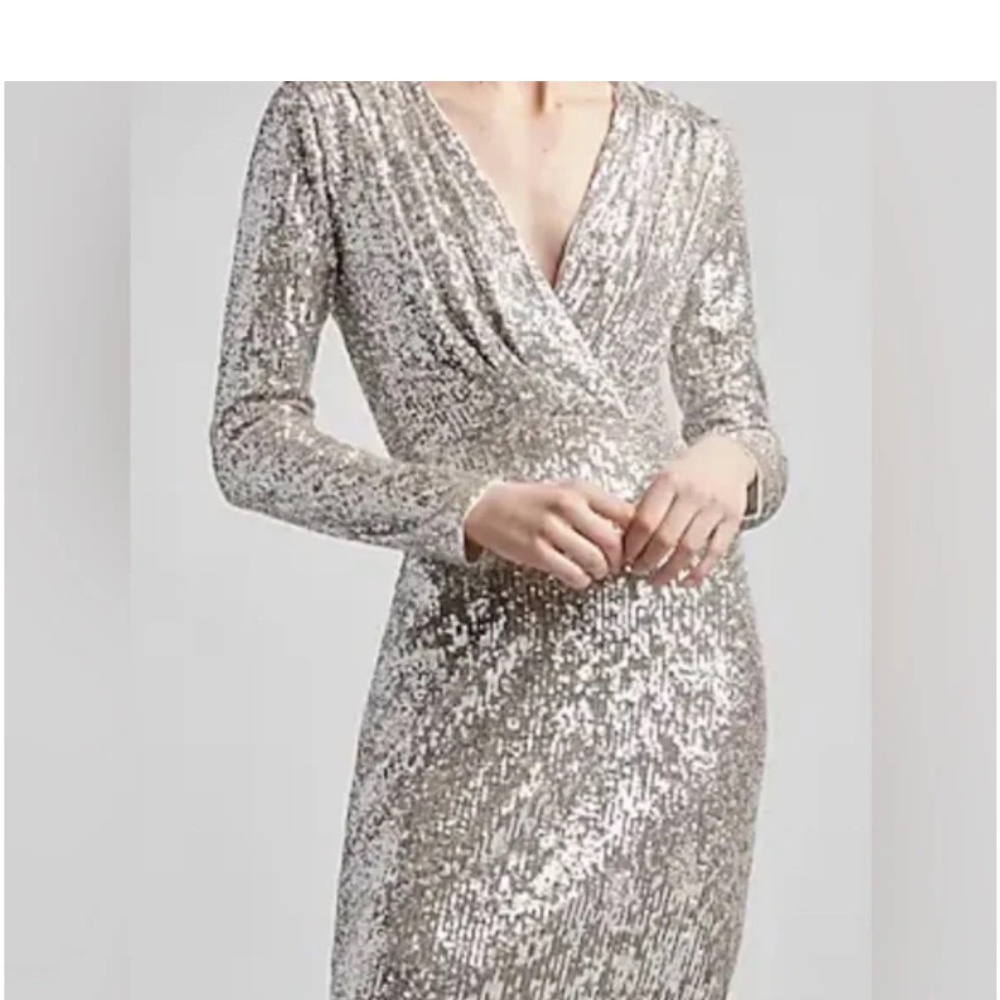 Express sequin dress silver